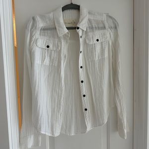 Free People White Button Up Overlay